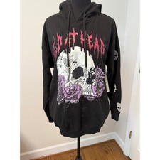 No Boundaries "Wild At Heart" Women's Black Graphic Hoodie with Skull