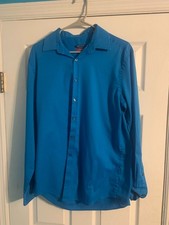 Van Heusen Flex Men's Slim Fit Stretch Blue Dress Shirt Size 16 -34/35