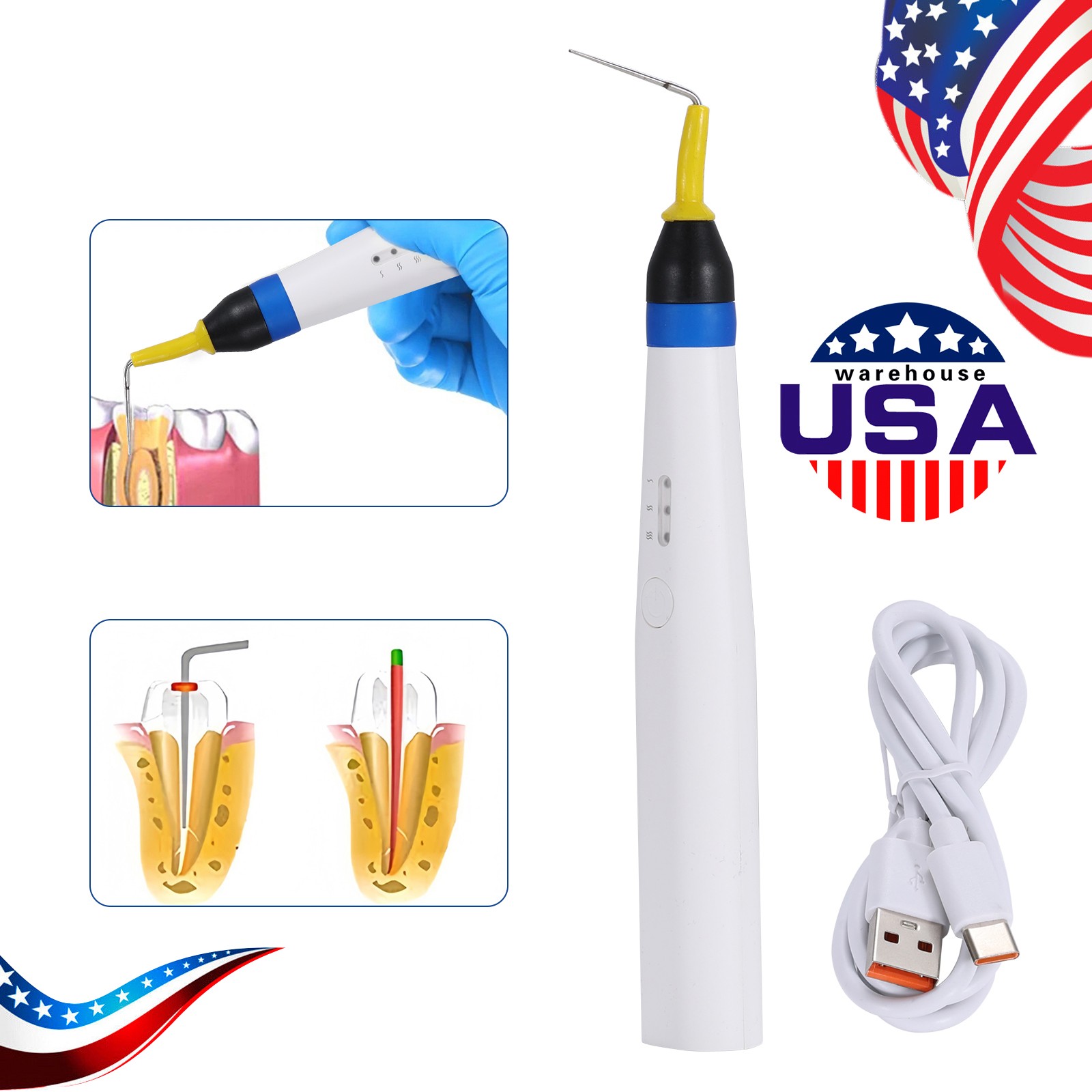 Epic USA Dental Gutta Percha Obturation System Endo Heated Pen Cordless with 2Pc Tips