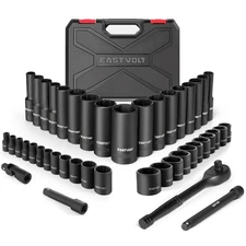 Eastvolt 46 Pieces Drive Socket Ratchet Wrench Set, Mechanic Tool Kits with 7...