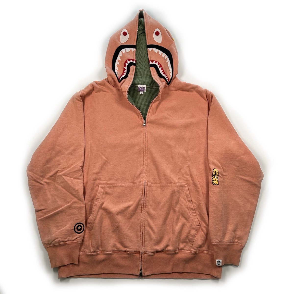 BAPE シャーク パーカー サーモン a bathing ape PONR BAPE NFS Salmon PONR Shark Hoodie OG sz XL 2006 Thermal Nigo