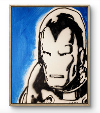 Aleph Original Art Iron Man 14x11 Colorful Modern Art Acrylic Painting on Canvas