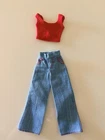 Barbie Doll Best Buy Fashions 7818 Chambray Denim Jeans & Red Crop Top Vintage