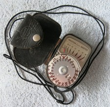 WESTON EURO-MASTER EXPOSURE METER WITH LEATHER CASE & LANYARD - WORKING