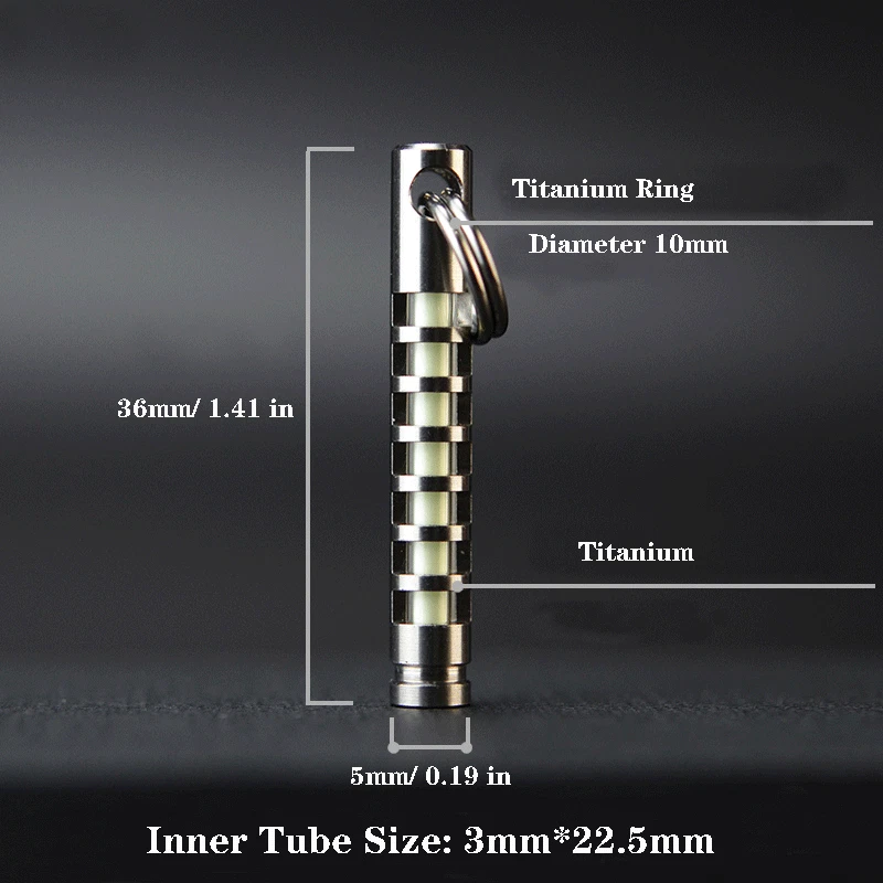 Titanium Keychian Necklace Pendant EDC Charm DIY Glow in the Dark 25 Years Life - Image 3 of 4
