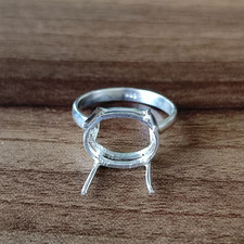 925 Sterling Silver 7x9mm Oval Collet Ring Setting DIY Jewelry Supplies