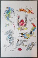1989 Don Ed Hardy Traditional Vintage Style Tattoo Flash Sheet Shop Used Copy