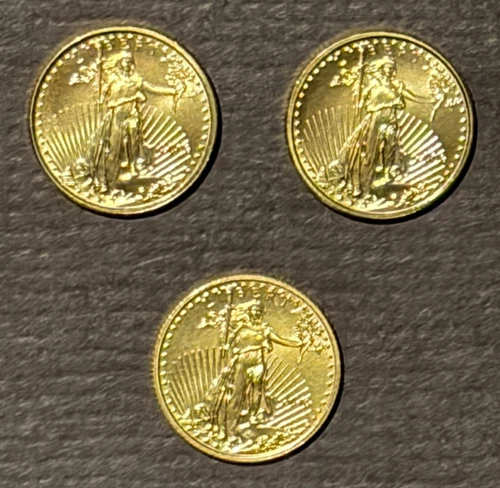 3x American Eagle $5 GOLD Coins 2000/2016 : 3/10 oz total Uncirculated : 10541L