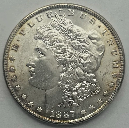 1887 Silver Morgan Dollar Uncirculated With Toning