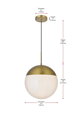 Living District Eclipse 14" Pendant Frosted White Shade In Satin Gold - Picture 9 of 10