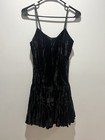 Women's L vintage Betsy Johnson mini smocked dress. Crushed black velvet/Straps