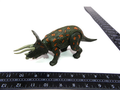 Triceratops Dinosaur Action Figure Green Orange Toy Horns Jurassic
