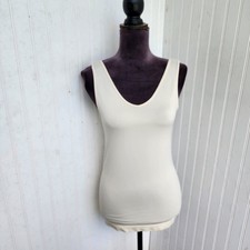 APT 9 ESSENTIALS TANK WOMEN'S Light Beige Cream SOFT SOLID Nylon Sz S/ M