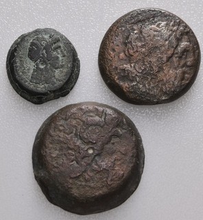 Ägypten Lot aus 3 Bronzemünzen Ptolemäisches Königreich siehe Fotos!