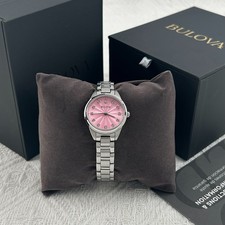 Bulova Sutton Women's Quartz Diamond Pink Dial Watch 28mm 96P249