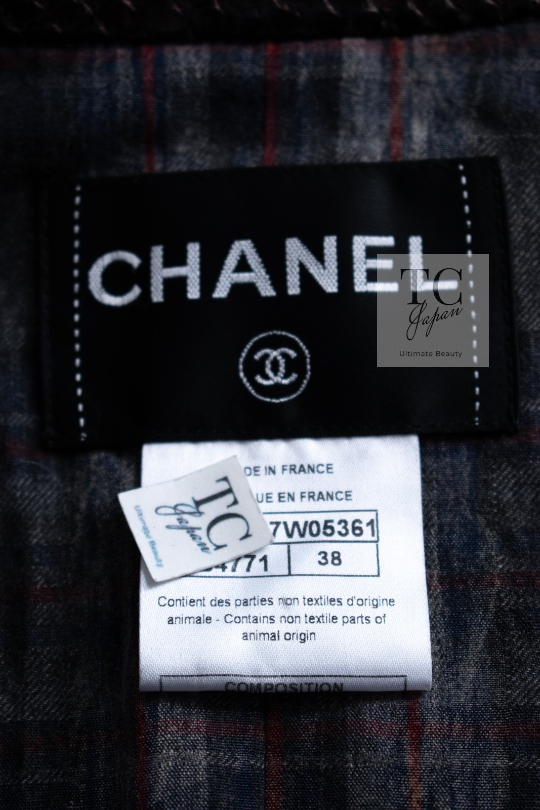 CHANEL 13PF Gray Black Brown Wool Python Trim Jac… - image 13