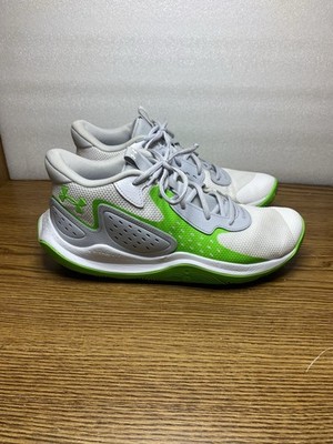 Under Armour UA GS Jet'23 Gray Green Basketball Sneakers Shoes Mens Size 12