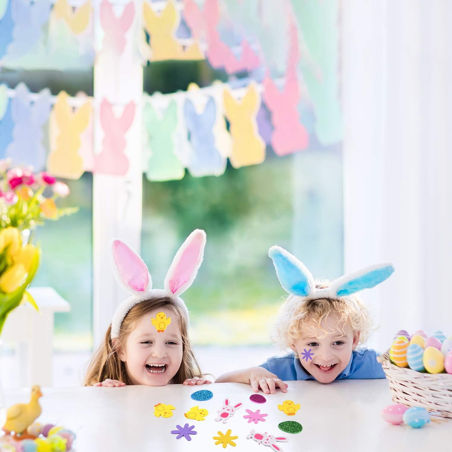 160 Pcs Easter Foam Stickers Animal Shape Self Adhesive Easter Stickers Glitter 