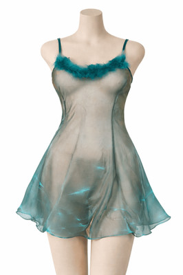 Damen Sexy Zweifarbig Metallic Marabu Minikleid Gold & Blau-Grün Dessous
