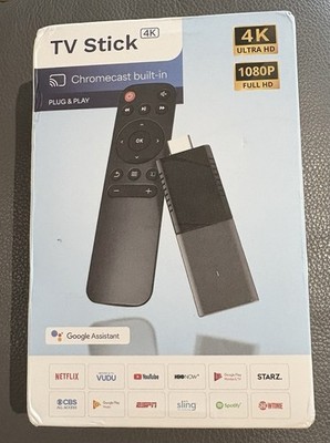 4K TV Stick Chromecast Built In Android TV 8GB 12GB Storage Bluetooth Remote