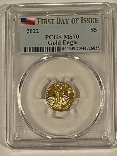 2022 1/10 oz $5 American Gold Eagle PCGS MS-70  ~ First Day of Issue