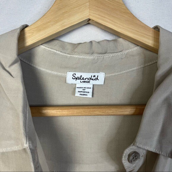 Splendid Beige Covered Button Cropped Long Sleeve… - image 4