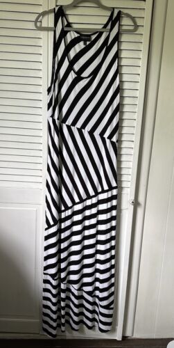 Lane Bryant Black White Stripe Stretch Maxi Dress 18/20 *Read - Picture 1 of 10