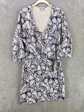 Tommy Bahama Dress Womens Medium Gray Knit Tropical Floral Waist Tie Aloha Beach