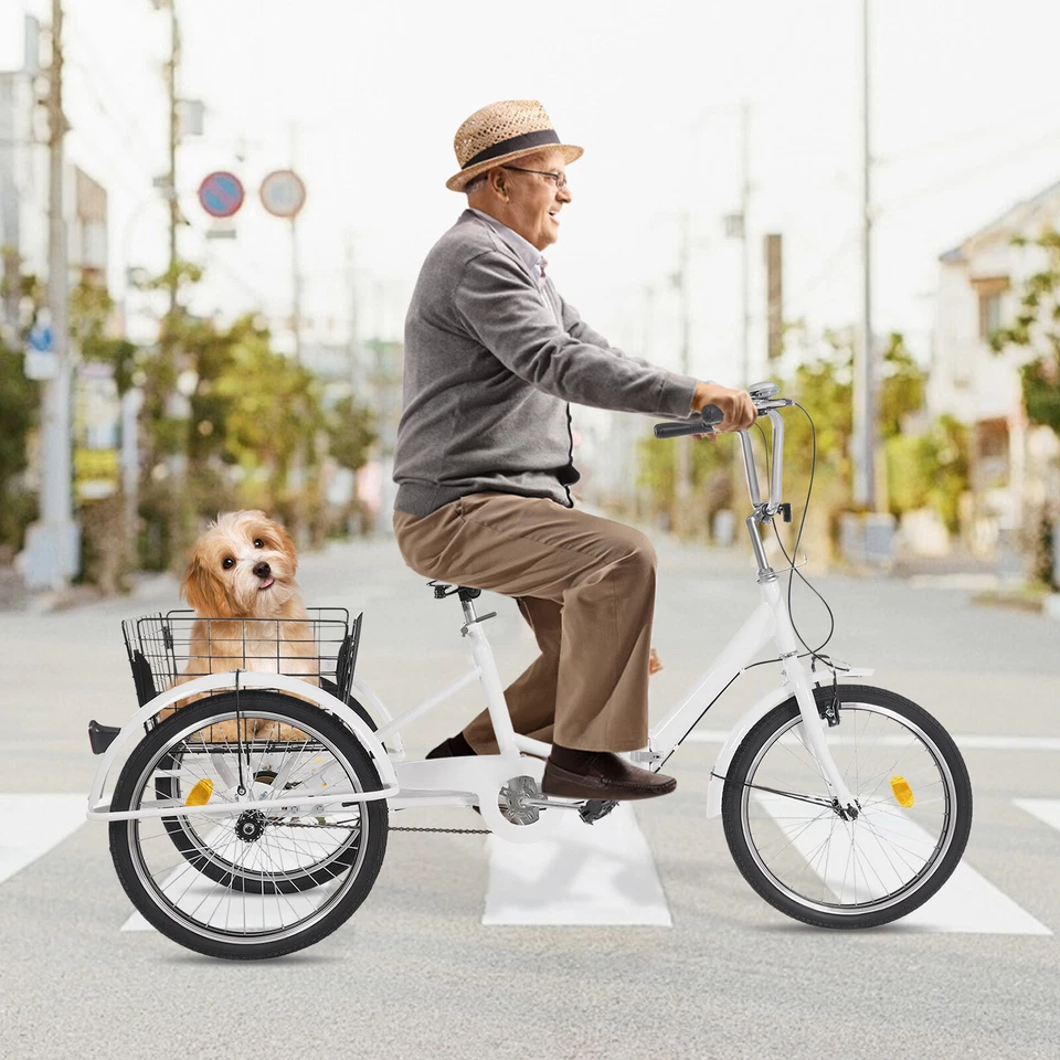20 Zoll Klappbar Dreirad 3 Rad Für Erwachsene 1-Gänge 3 Räder Fahrrad Mit Korb - Bild 4 von 4