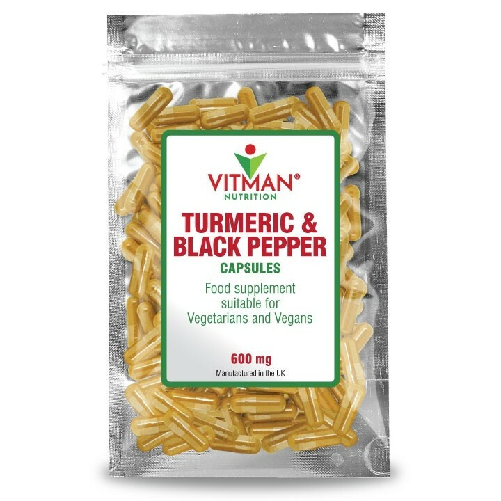 Turmeric and Black Pepper Vegetarian Capsules 100 Natural Pain Relief