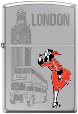 Zippo Windy Girl Traveling Cities London High Polish Chrome