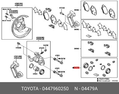 Original OE Dichtungssatz FRT, 0447960250 für TOYOTA 04479-60250