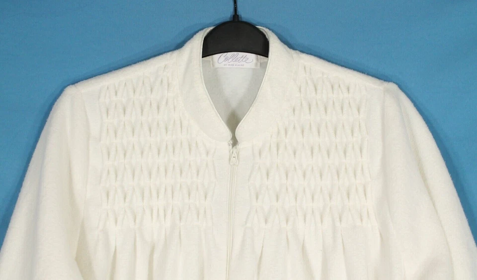 COLLETTE By MISS ELAINE Blanco ESPALDA CEPILLADA Terry Acolchado Borde Cremallera BATA SALÓN XL Foto 2 de 4