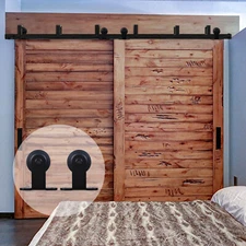 CCJH 4FT-20FT Sliding Barn Wood Door Hardware Rail System For Bypass 2 Doors