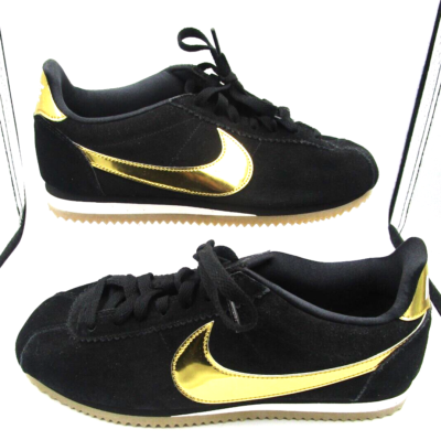 nike classic cortez se black metallic gold
