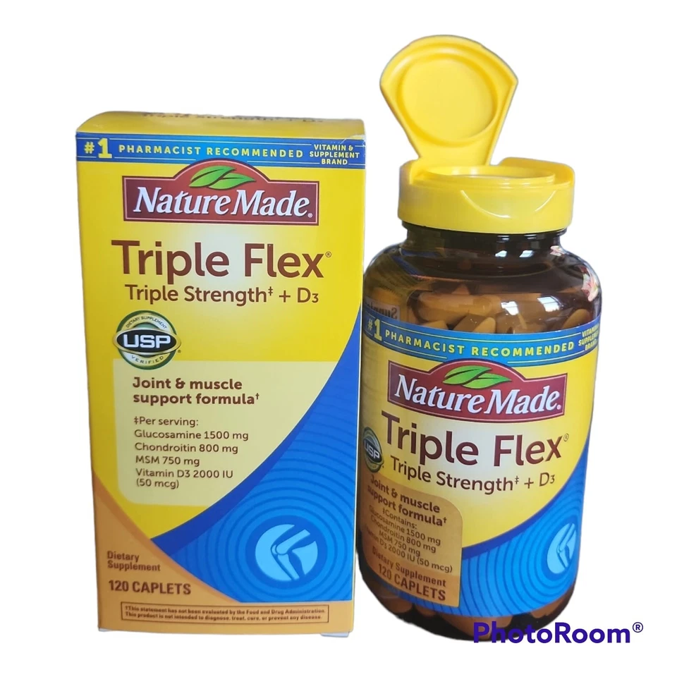 Nature Made TRIPLEFLEX Triple Strength Caplets Vitamin D3/120 Ct NEW Org.Formula - Image 3 of 4