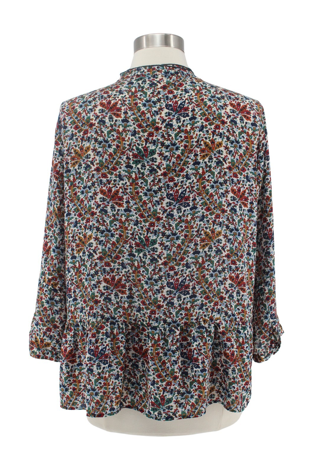 Zara Basic Floral Blouse V Neck Button Detail Wom… - image 4