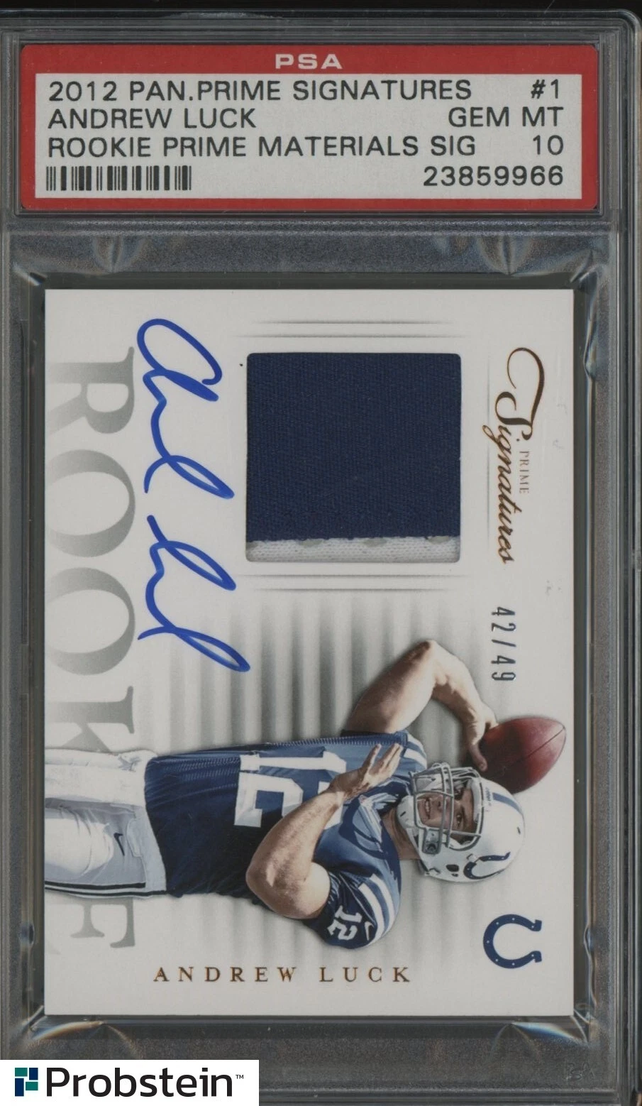 Andrew Luck Panini Prime Signatures Rookie Prime Materials Signature #1 Base
