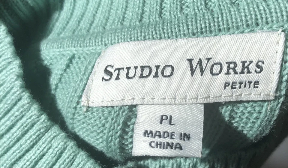Womens Petite size PL Studio Works Petite Mint Green Sweater NWT - Image 2 of 4