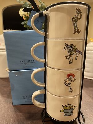 Rae Dunn Toy Story  REACH FOR THE SKY  Stacker Mug Set Disney Pixar Woody New