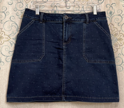 LEE Womens Regular Fit Mid Rise Blue/White Denim Skirt/Skorts Size 