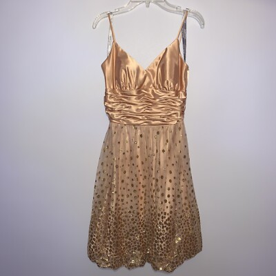 davids bridal gold dresses David's Bridal Gold Metallic Taupe Lace and Mesh Long Strapless Dress   Sonderleigh