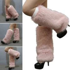 Women s Fuzzy Winter Leg Warmers Colorful Furry Plush Boot Covers for Warmth