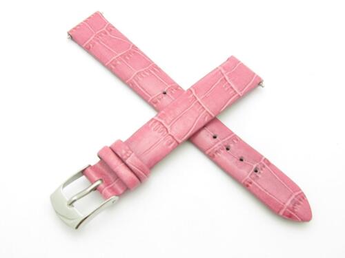 High Quality Genuine Pink Leather 14mm Replacement Watch Band With Pins Included - Picture 1 of 4