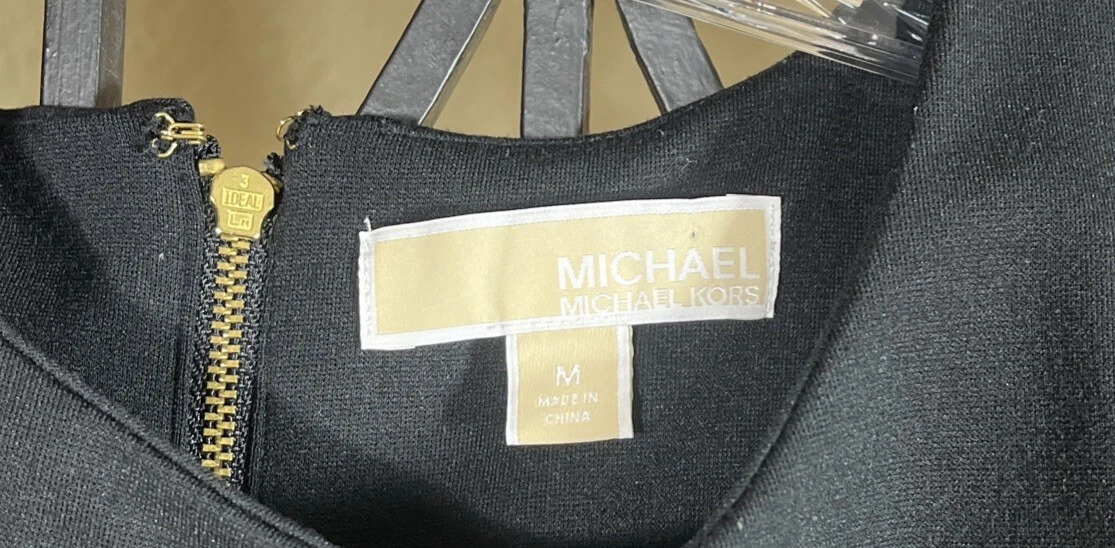 Michael Kors abito tubino nero manica corta spalle fredde donna M