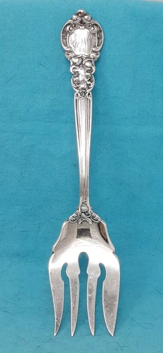 Gorham Sterling Royal Oak Meat Serving Fork 8 1/2" Mono Pat'd 1902