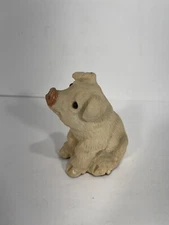 Vintage Stone Critters Beige / Brown Pig Hog Figurine Made in U.S.A. 1980’s
