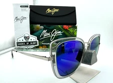 MAUI JIM VIOLET LAKE MJ 843-11 GREY SILVER BLUE HAWAII POLARIZED SUNGLASSES $539