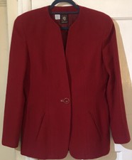 Anne Klein Jacket Vintage 70s Red Wool & Cashmere Uk 12
