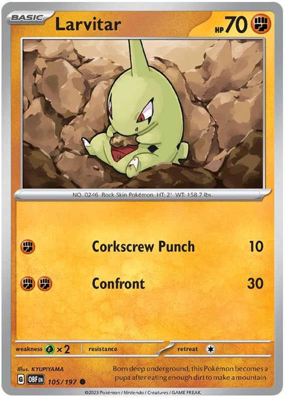 Larvitar Pokémon TCG Cards for sale | eBay